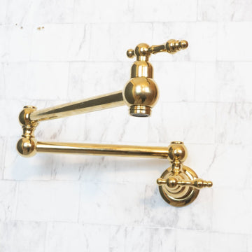 Unlacquered Brass Pot Filler with Lever Handle
