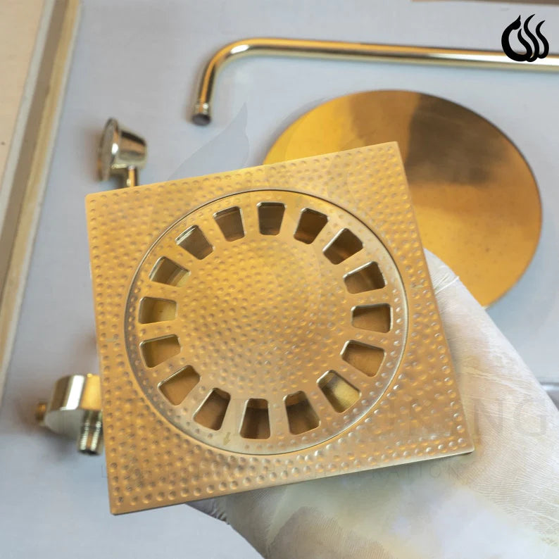 Antique Brass Square Bathroom Floor Drain
