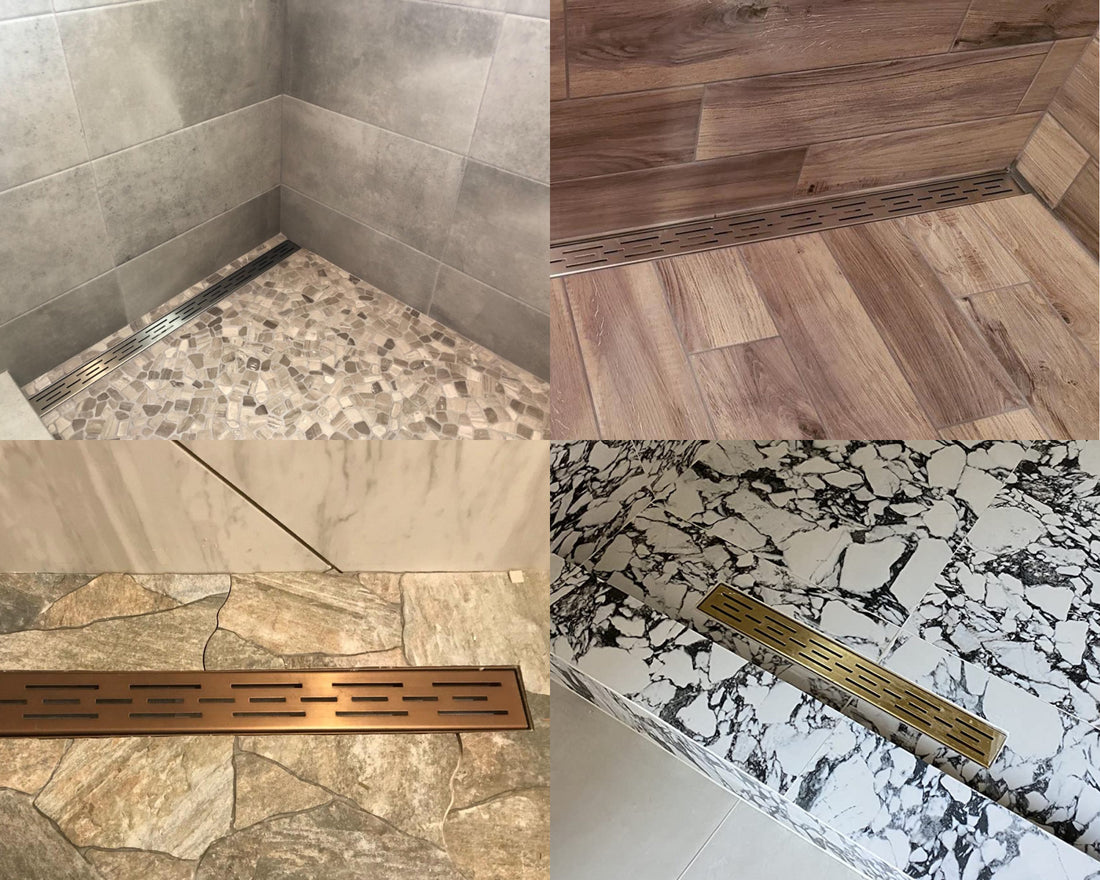 Unlacquered solid brass Rectangular Linear Shower Drain,Bathroom Floor Drain, Shower Floor Drain