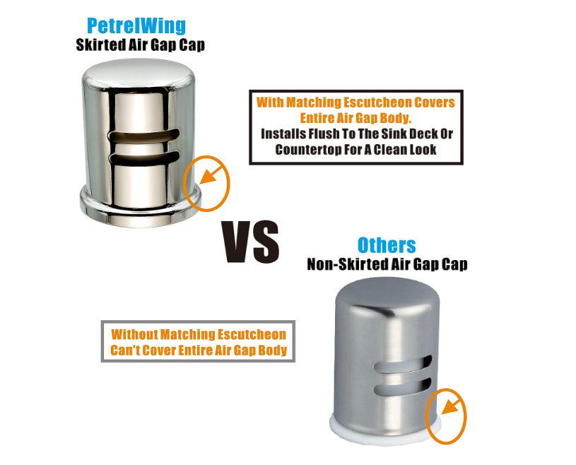 Dishwasher Air Gap Cover only, Skirted, Replacement air gap dishwasher,Solid Brass, Polished Chrome and copper Finish