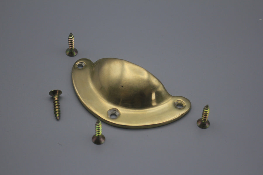 Antique Brass cup handles, Cup Cabinet Handles Retro Shell Shape Knobs for Dresser Cupboard Kitchen Furniture Decoration, with Screws
